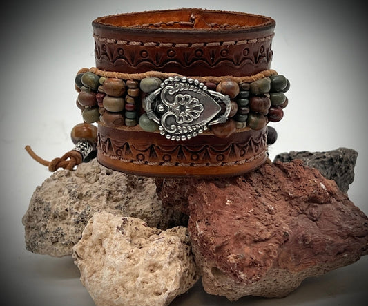 Hand-Tooled Leather Cuff