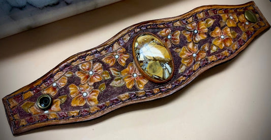 Gemstone Mounted Cuff Bracelet
