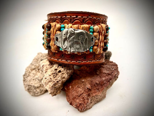 Cuff Bracelet with Hand-Dyed Weaving