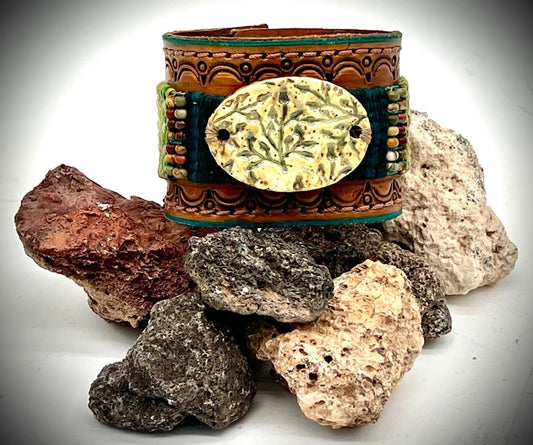 Hand-Tooled Leather Cuff Bracelet