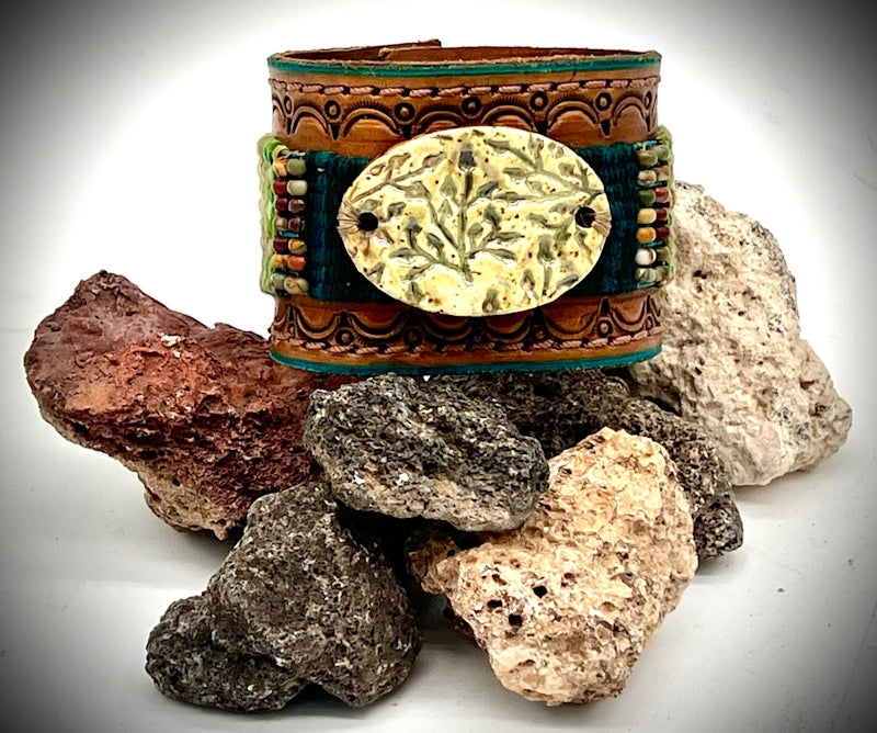 Hand-Tooled Leather Cuff Bracelet