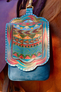 Boho fashion horse saddle bag, Leather saddle bag, Hand painted bag, Handmade leather bag