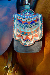 Leather Saddlebag, Horse Saddlebag, Hand painted Bag, Equestrian Bag, Boho Saddle Bag