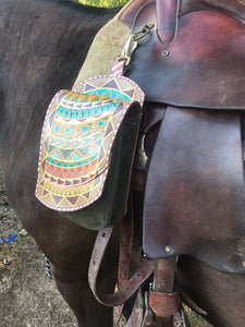 Leather saddle bag, Horse saddle bag, Boho fashion Hand painted saddle bag