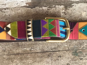 Custom leather belt, Boho fashion leather belt,  Hand painted leather belt, Handmade leather belt, Belt For Jeans