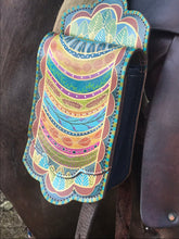 Load image into Gallery viewer, Horse saddle bag, Boho fashion Leather saddle bag, Hand painted bag, Boho saddle bag