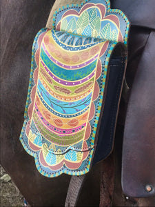 Horse saddle bag, Boho fashion Leather saddle bag, Hand painted bag, Boho saddle bag