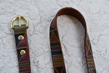 Load image into Gallery viewer, Leather belt Native American design boho belt bohemian style southwestern design