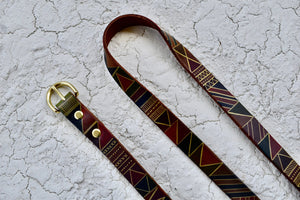 Leather belt Native American design boho belt bohemian style southwestern design